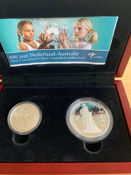 Australia Holland Netherlands 2006 $5 400 Years Australia On The Map Duyfken 1oz .999 Proof Silver Coin & Netherland