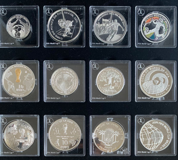 Brazil Canada French  Portugal South Africa Spain2014 FIFA World Cup Brazil World Silver Coin Set