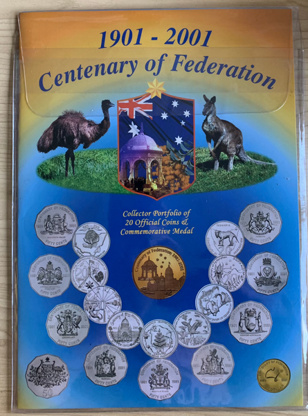 Australia 2001 Sherwood Centenary of Federation Set of 9 States & Territories 20c & 50c Uncirculated Collection