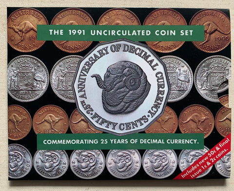 Australia 1991 Royal Australian Mint 25 Years of Decimal Currency Uncirculated Coin Set