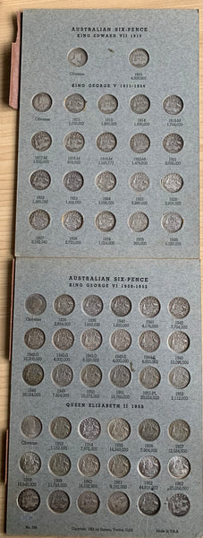 Australia 1910-64 Threepence & Sixpence 3d & 6d collection complete in Dansco Album.