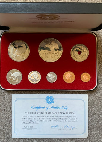 Papua New Guinea 1975 Proof Set includes 5K & 10K Silver Coins