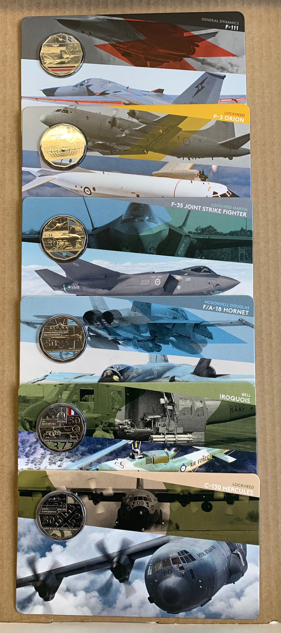 Australia 2021 Royal Australian Mint 50c The Centenary of the Royal Australian Air Force RAAF coloured Coins in attractive commemorative tin