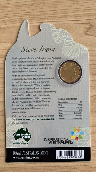 Australian 2009 Royal Australian Mint $1 Steve Irwin Uncirculated Coin