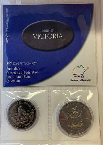 2001 Centenary of Federation Victoria 20c & 50c uncirculated