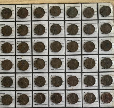 USA One Cent 1c collection 1936 to 1964