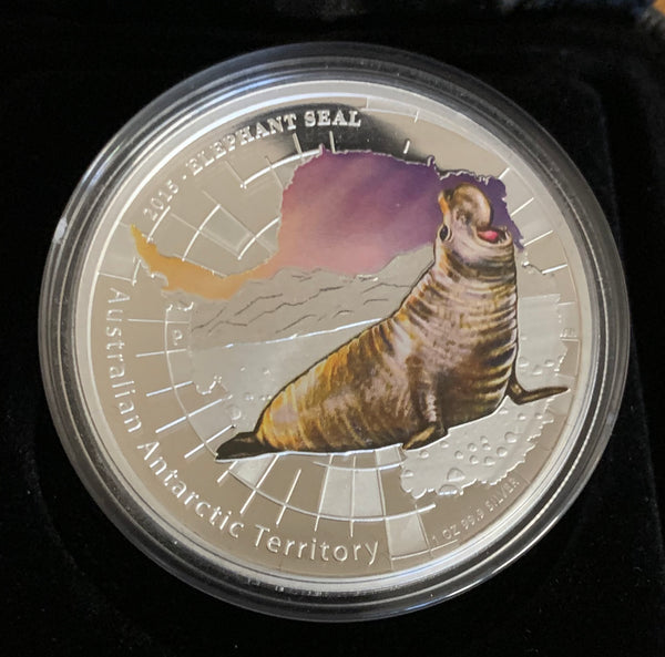 Australia Antarctic 2015 Perth Mint Australian Antarctic Territory Elephant Seal $1 1oz .999 Silver Proof Coin