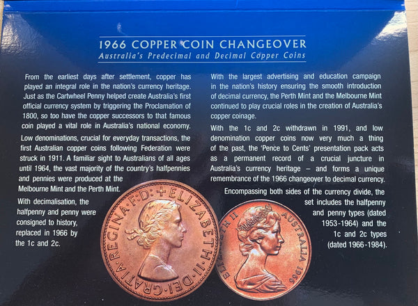 Australia Pence To Cents Copper Coin Changeover 4 Coin Set