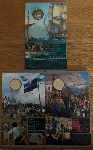 Australia 2019 Royal Australian Mint $1 Rebellion Uncirculated set of 3 Coins.