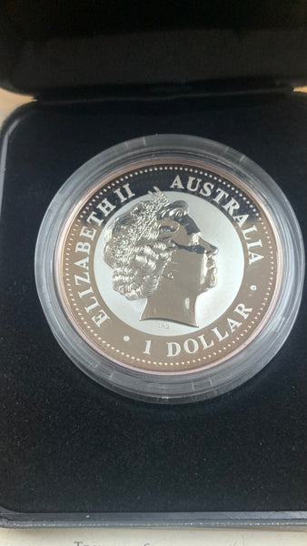 Australia 1999 Perth Mint Square Penny Privy Mark $1 Kookaburra 1oz Silver Coin