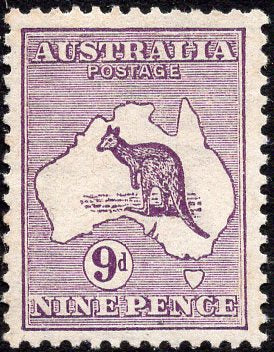 Australia SG 10 9d Violet Kangaroo 1st Watermark vibrant colour mint unhinged