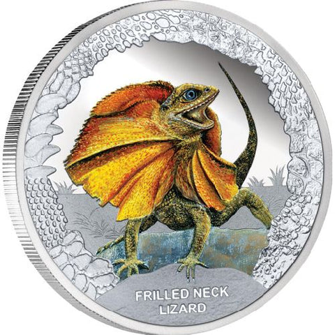 Tuvalu 2013 Remarkable Reptiles Frilled Neck Lizard 1oz 999 Silver Proof Coin Box Cert
