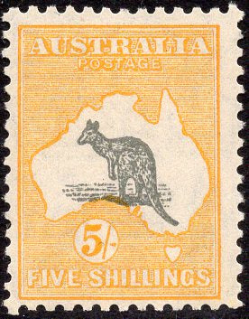 Australia SG 111 5/- Kangaroo Small Multiple Watermark Variety MUH