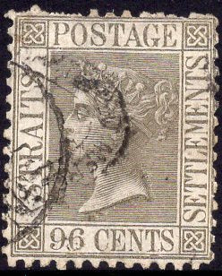 Straits Settlements 19a  96c grey p12½ used Stamp