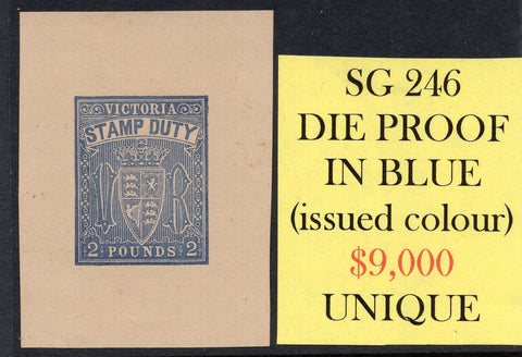 Australian States Victoria SG 246 2 Pounds Stamp Duty Die Proof Blue with Certificate