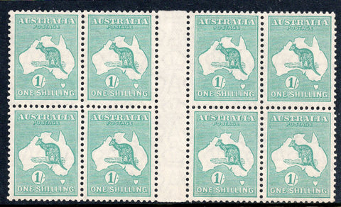 Australia 1/- One Shilling Kangaroo Block of 8 Stamps MUH