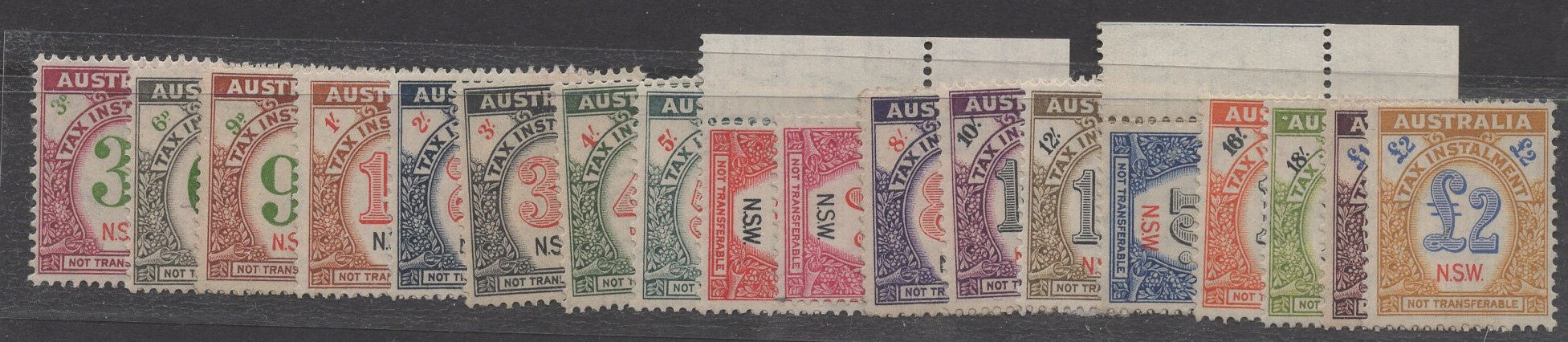 Australia NSW Pre Decimal Tax Instalment Stamps Revenues MUH ex 9vls