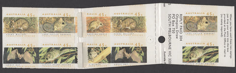 Australia 1992  $4.50 Threatened Species Stamp Booklet Miscut Error