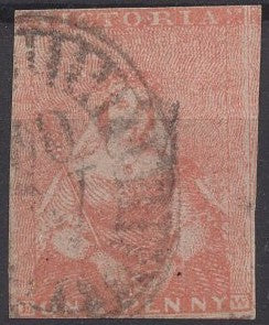 Australian States Victoria SG 12a 1d Half Length Rare 47 Mt Sturgeon Cancel RRRR