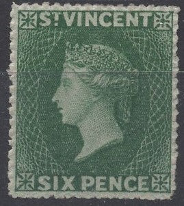 St Vincent West Indies Caribbean SG 4 6d Green Queen Victoria Stamp Mint