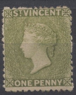 St Vincent West Indies Caribbean SG 29 1d Olive Green Queen Victoria Mint