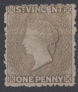 St Vincent West Indies Caribbean SG 37 1d Drab (no gum) Queen Victoria Stamp Mint