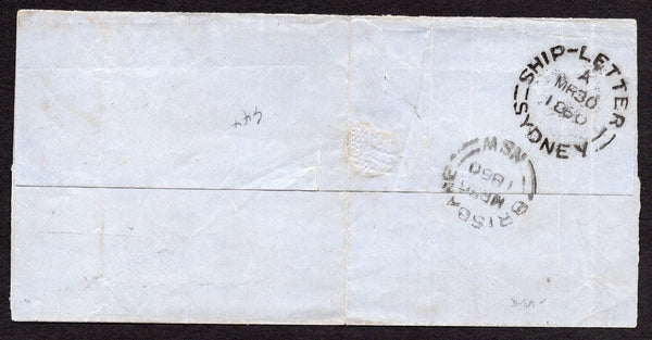 Australian States Queensland 1860 NSW 6d Diadem on cover Brisbane to Sydney