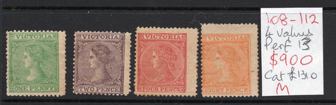 Australian States Victoria SG 108-112 1d, 2d, 4d & 8d mint