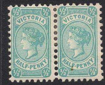 Victoria Australian States SG 409b ½d Green Perf 12x12½ pair mint