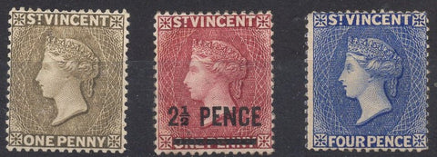 St Vincent West Indies Caribbean SG 39x, 40 & 41x Queen Victoria Mint