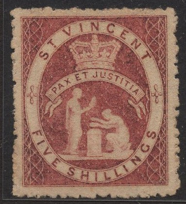 St Vincent West Indies Caribbean SG 32 5/- Queen Victoria Mint