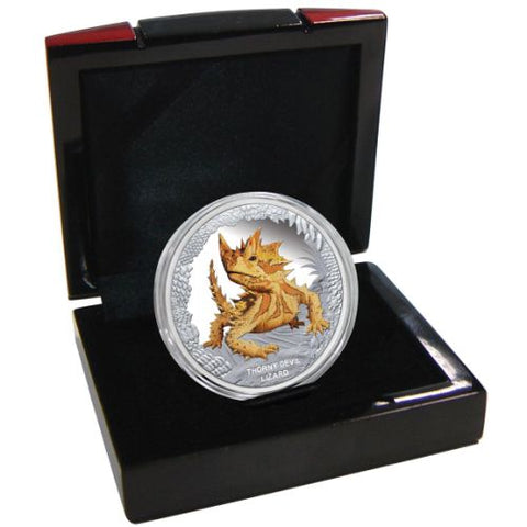 Tuvalu 2014 Remarkable Reptiles Thorny Devil 1oz 999 Silver Proof Coin Box Cert