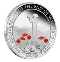 2008 $1 90th Anniversary of the End of World War I 1oz Silver Proof Coin